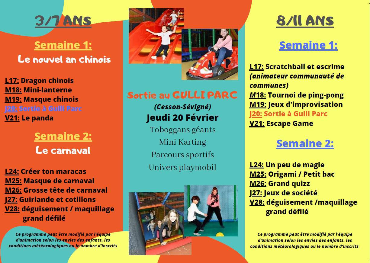 programme accueil de loisirs février 20202 2  Commune de Quédillac